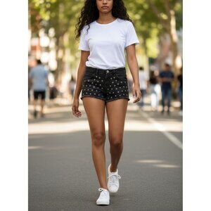 Vans Womens Black Denim Grommet Shorts Size 7